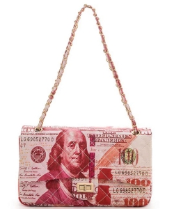 Hundred Dollar Bill Quilted Shoulder Bag 118-6727 RED